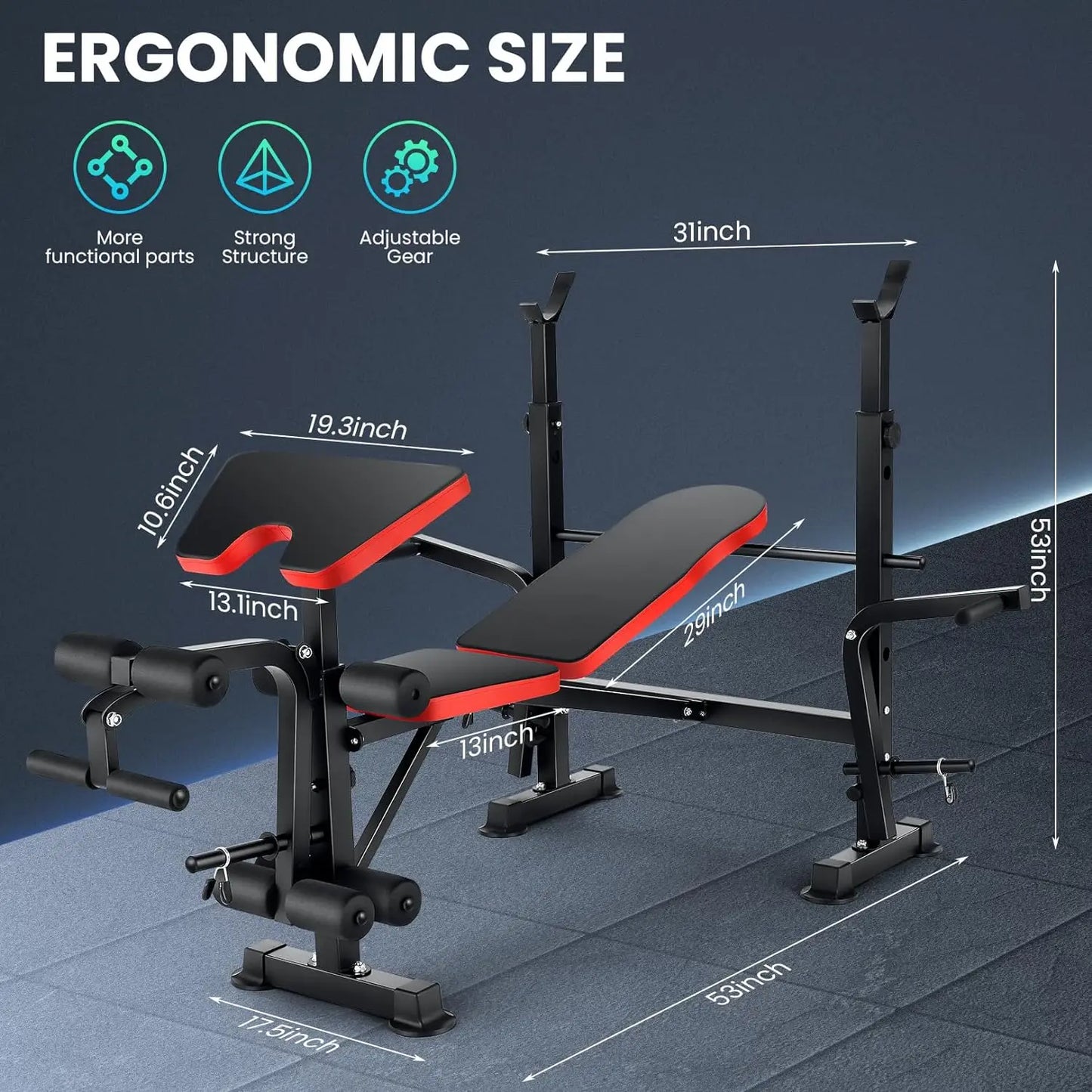 6 in 1 660lbs Weight Bench Set