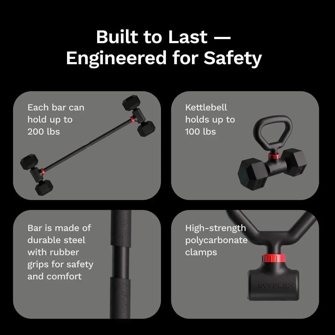 Dumbbell Converter - Convert Dumbbells to Barbell Set and Kettlebell for Home Fitness